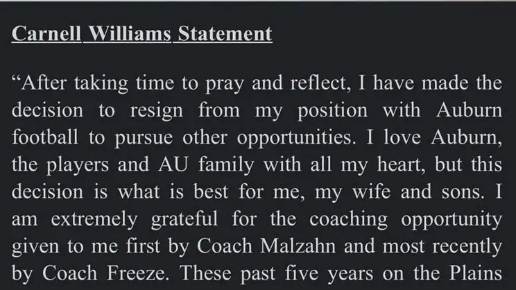 Cadillac Williams Resignation Letter: Is The Auburn Tigers Coach Fired?